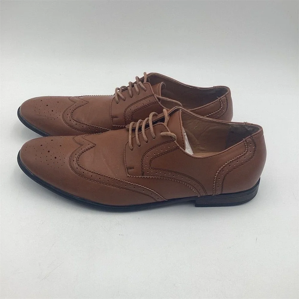 Perry Ellis Portfolio Men's Brown Oxford Dress‎ Shoes Size 10 Wingtip
